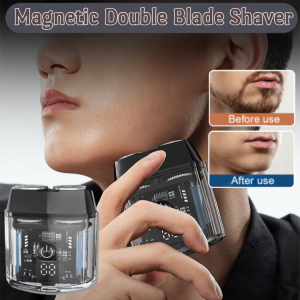 Magnetic Double Blade Shaver High Power Car Display Razor Portable Washable Display Digital Rechargeable Shaver