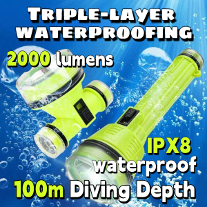 Professional Waterproof LED Headlamp - Rechargeable Diving Flashlight for Fishing and Outdoor Activities.