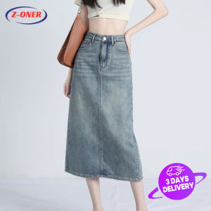 Split Denim Skirt for Women New Style High Waist Skirts A-bag Hip Skirt