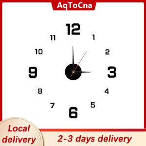 [COD] AqToCna Ship within 24 hours DIY Wall Clock For Home Office Frameless Modern 3D Wall Clock Mirror Stickers Hotel Room Design School Decoration