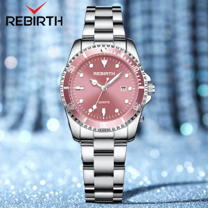 REBIRTH Jam Tangan Wanita Jam Tangan Perempuan Terbaru 2022 Jam Tangan Anti Air Ori Mode Luxury Santai Jam tangan bundar baja cewek+kotak gratis