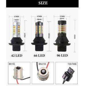 2Pcs Car DRL P21W PY21W T20 7440 BA15S BAU15S 1156 T20 Dual โหมดไฟเลี้ยวสัญญาณไฟ Canbus หมอกหลอดไฟ LED ไฟเลี้ยว