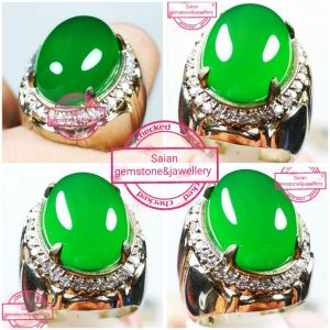 Batu cincin permata Green jadeite jade/giok burma ijo segar top playing hight Quality