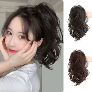 rambut palsu wanita hair extension for women fake hair BAIXL Korean Style Short Wavy Ponytail Synthetic Curly Pony Tail Hair piece Sweet False Claw Clip Ponytail Women/Girls 假发 - Lazada