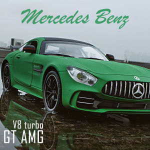 【RUM】1:24 Scale Mercedes Benz AMG GT Alloy Car Model Light & Sound effect diecast car Toys for Boys baby toys birthday gift car toys kids toys car model car toys model collection
