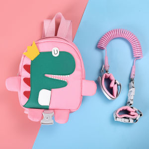 Hamshmoc Cute Dinosaur Children Anti-Lost Carrier Backpack Adjustable Breathable Bracelet Baby Wrist Link Traction Rope Multi-Function Toddler Kids Safety Harness with Lock