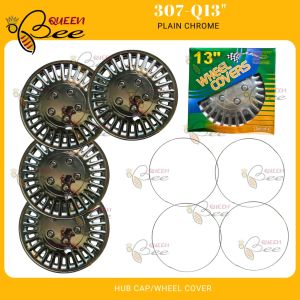 QUEEN BEE 4PCS/SET 5 HOLES Plain Chrome HUB CAP / WHEEL COVER SIZES AVAILABLE 12" 13" 14" 307