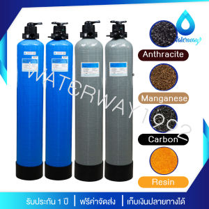 UNI PURE ถังกรองน้ำ 8x44 นิ้ว ถังไฟเบอร์ เกลียว 1 นิ้ว ทนแรงดัน 150PSI พร้อม Manual Valve เกลียว 1 นิ้ว อุปกรณ์ครบชุด รับประกัน 1 ปี B