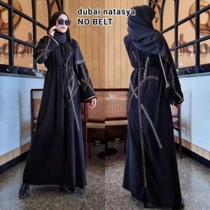 Gamis Abaya Turkey Dress Turki Baju Muslim Wanita Arab Dubai Natasya Busui Dewasa Warna Hitam Jetblack Bordir Terbaru 2022 Viral Kekinian Simple Elegan Mewah YM deFashion