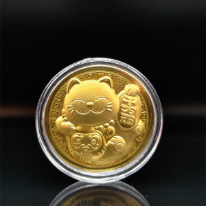 Imitation Gold Foil Lucky Cat Gold Coin Lucky Cat Mobile Pendant Golden Cat Commemorative Coin Small Ornament