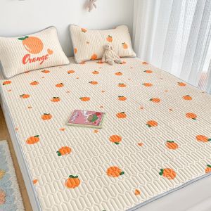 Thick 0.45cm Latex Bed Mat Folding Summer Quilting Bed Sheet With Pillowcase Cool Cozy Bed Protection Pad Set Bed Mat