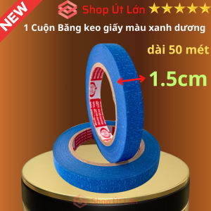 1 Cuộn băng keo giấy màu xanh dương rộng 1.5cm dài 50 mét lõi giấy 3mm giá tại xưởng