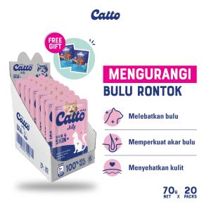 Catto Makanan Kucing Dewasa Plus Jelly Hair & Skin+ 70gr x 20pcs | Natural Jelly Wet Cat Food
