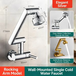 Ktools 1080° Swivel Stainless Steel Faucet Cold and Hot 2 Outlet Modes for Balcony Hotel Kitchen