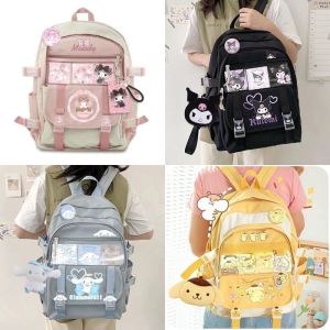 Sanrio Melody Kulomi Backpack High Capacity Cartoon Waterproof Womens Laptop Bag Anime Peripherals Girls School Bag
