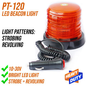 Pentagon PT-120 AMBER Beacon Light LED Strobe Revolving 10-30V