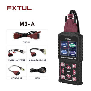 Mrcartool fxtul M3 Hỗ trợ máy quét xe máy đọc/xóa mã lỗi/đọc luồng dữ liệu/Kiểm tra Hành động/kẹp thử điện xe máy công cụ chẩn đoán Máy quét OBD2 phổ quát cho Yamaha Honda Kawasaki Suzuki VESPA eurov KYMCO Sym OBDII