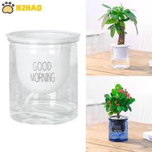 【N2HAO】 Transparent Flower Pot Self-Watering Plant Flower Pot Home Garden Decoration