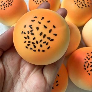 Bread Crunchy Stress Ball Squeeze Toy Crispy Squishy Fidget Toy Round Blocks Filled Decompression Sensory Toy Gifts