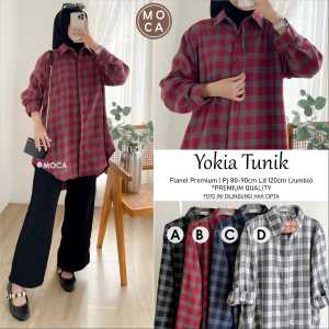 Tunik wanita Yokia/tunik cotton rayon LD 120/Blouse wanita terkini 2024/kemeja kasual wanita jumbo LD 110/Kemeja motif batik wanita