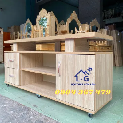 [HỎA TỐC HCM] Kệ tivi gỗ MFC cao cấp hộc tủ 2 bên 1m4 thiết kế sang trọng