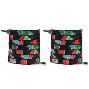 Polyester Flat Shoelaces 100cm Cartoon Patterns Antislip Design Colorful Shoe Strings for Casual Sports Shoes