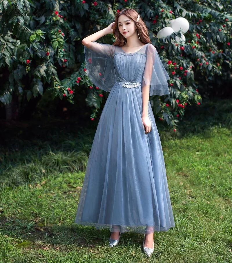 Gray long shop dress for wedding