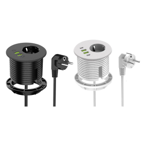 Embedded Lock EU Power Strips Outlet 1Schuko Port 4 USB PD65W Compactly Design For Home Office Desks