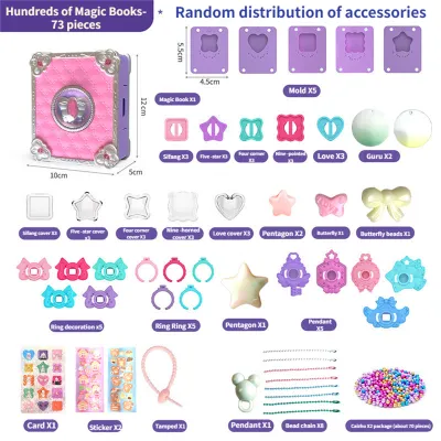 magic book DIY ring DIY keychain DIY Guka Set creative handmade kit childrens accessories 3D magic book Handmade Gift Set Girls Jewelry Toys