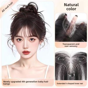 8*12-25cm 4 generationT type 100% Human Hair Piece Topper Hair Replacement Cover White Hair Breathable And Lightweight Wig Increase Hair Volume For Woman