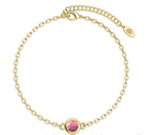 Her Jewellery Birth Stone Bracelet (Yellow Gold) - Luxury Crystal Embellishments plated with 18K Gold