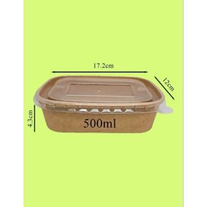 Ready Stock Kraft Lunch Box With Lid Bekas Kertas Kraft Segi Empat Pakai Buang Food Grade Fruit Salad Takeaway Container