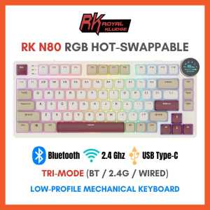 【SG】 Royal Kludge RK N80 Low Profile Hot Swappable BT Wireless Mechanical Keyboard - 80 keys (75%)