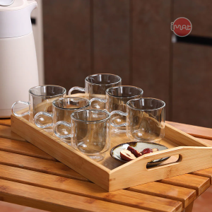 [Giao Nhanh HCM] Bộ 6 Cốc Trà IMAT TATA Thủy Tinh Borosilicate 2 Thành Cách Nhiệt Cao Cấp
