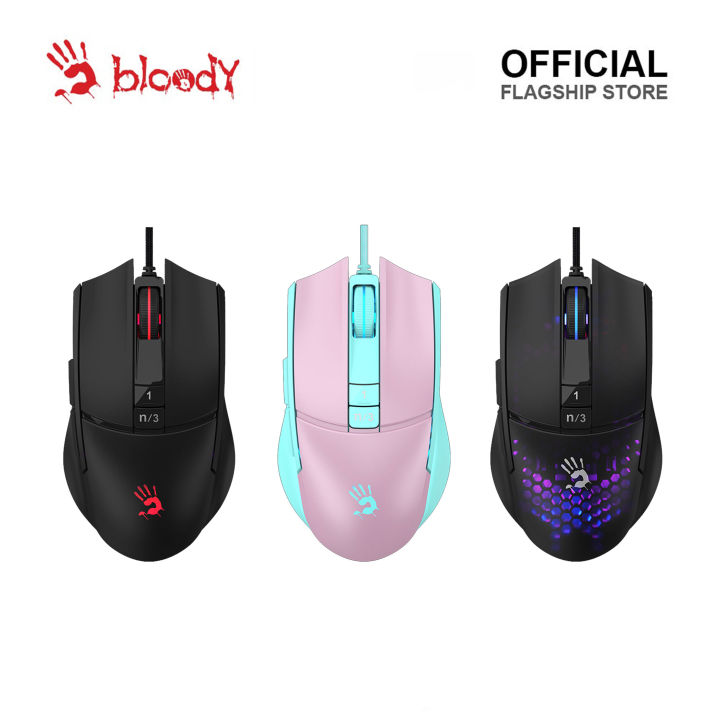 Bloody L65 Max-AC Stone Black Lightweight Honeycomb RGB 12,000 CPI Gaming Mouse