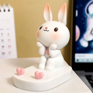 HOUCHU Anti-slip Rabbit Phone Stand Resin Multi-functional Cat Mobile Phone Holder Portable Cartoon Cat Desk Lazy Bracket Smart Phone Display