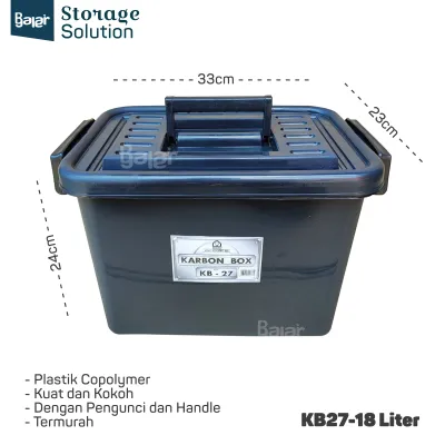 Container Box Plastik 30 Liter Dengan Handle Kotak Penyimpanan Murah Hitam Serbaguna Ukuran 38 27 21 12 25 18 15 7 L Kuat Akako Bsm