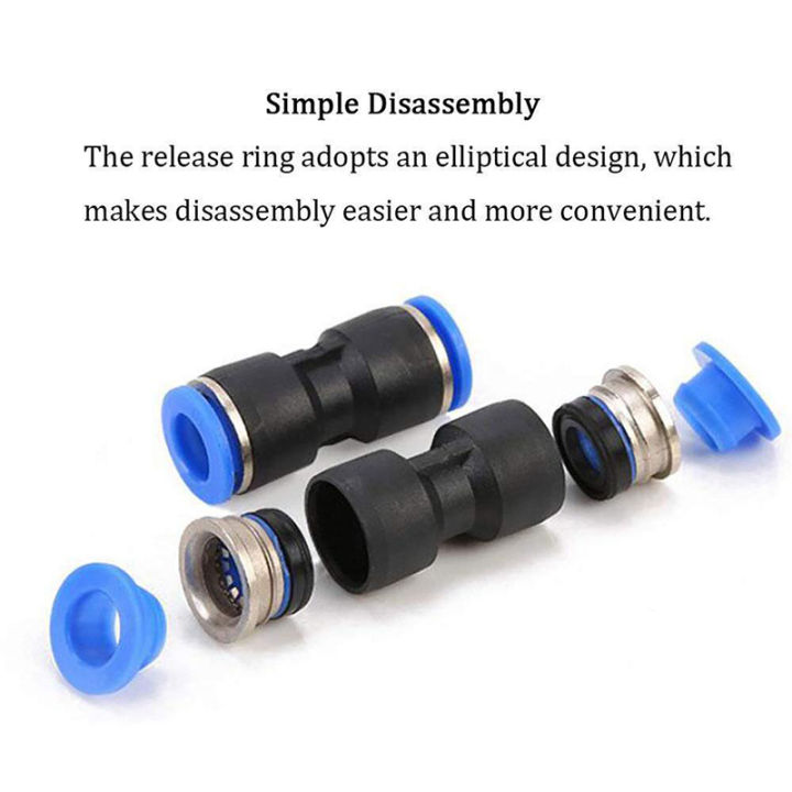 thumbnail image 2 of Tubing Quick Connect 20-Pack Pneumatic Push-to-Connect Straight Union Fitting - 1/4" OD Tube, 6mm, 150 PSI, For Air Lines Square Tubing Coupler 2 of 10