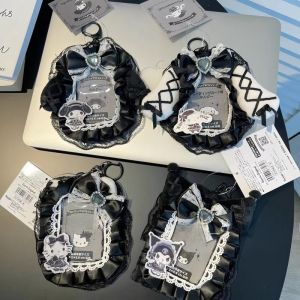 Kawaii KT Card Set Keychain Pendant Melody Kuromi Girl Anime Gothic Style 3-inch Photo ID Card Bag