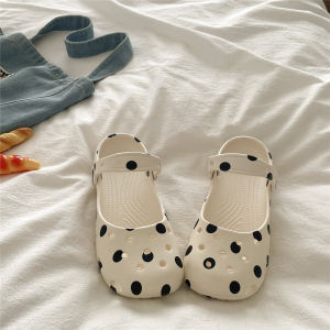 Cute Polka Dot Sweet Ballet Clogs Summer Women Trendy New Ins Slippers Outdoor Beach Travel Daily Commuting Slippers H260729