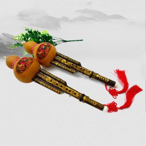 JITEN ไม้ไผ่สีดำ Cucurbit Hulusi FLUTE เสียงคู่ C/BB คีย์ Hulusi ง่ายต่อการเล่น ความเสถียรของน้ำเสียง มะระไม้ไผ่ flauta เริ่มต้นเริ่มต้นใหม่