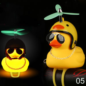 Luminous Standing Duck with Helmet Broken Wind Small Yellow Duck Road Bike Motor Helmet Cycling Accessories with Luminous Airscrew