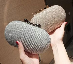 MJ&AJ Golden Evening Clutch Bag Women Bags Wedding Shiny Handbags