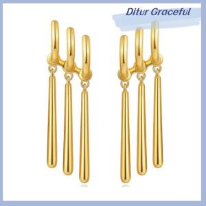 Ditur 1Pair One Piece Zoro Anime Earrings Women Men Cosplay Earrings Jewelry Fashion Triple Earring Dangle Long Earing