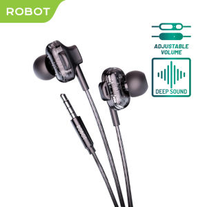 Headset Robot RE30 Wired  Earphone Bass Android iPhone Original - Garansi 1 Tahun
