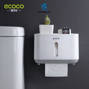 SR99. ECOCO Waterproof Bathroom Roll Paper Box Toilet Paper Box Wall-mounted Storage Tissue Pump Home Bathroom Storage