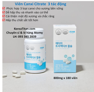 Viên uống canxi 3 trong 1 canxi rong biển canxi citrate và canxi whey kết hợp Magiê hấp thu mạnh mẽ cho xương chắc khoẻ (800mg × 180 viên) - Atomy Tri-active Calcium - 애터미 트라이액티브칼슘 - Атоми Триактив Кальций