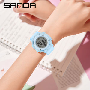 SANDA Đồng hồ thể thao kỹ thuật số đầy màu sắc đèn nền đồng hồ bấm giờ báo thức 50m trung tính chống thấm nước Đồng hồ học sinh trở lại trường học