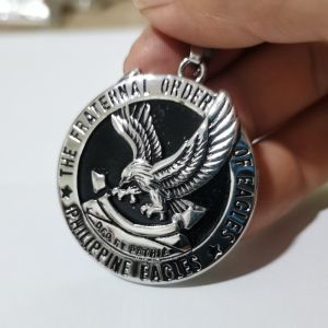 Mens Stainless Steel Fraternal Order of Eagles Pendant Necklace