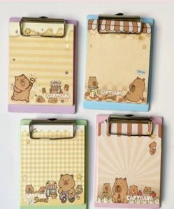 Capybara Sweet Clipboard Notebook Metal Clip Cute Bear Design